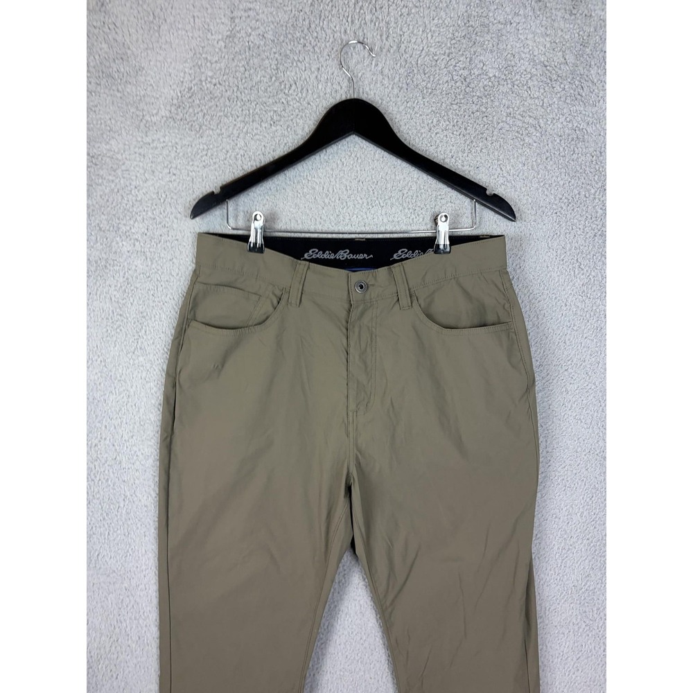 Eddie Bauer Pants Mens 36x30 Beige Nylon Stretch Chino Casual Travel Outdoor Men